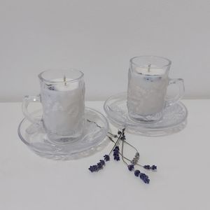Set of 2 candles in tea cups